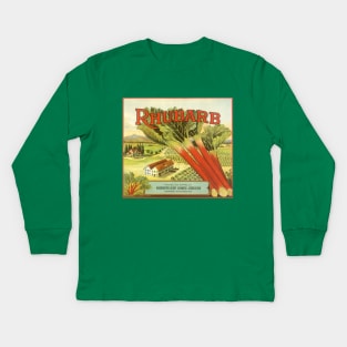 Vintage Rhubarb Crate Label Kids Long Sleeve T-Shirt